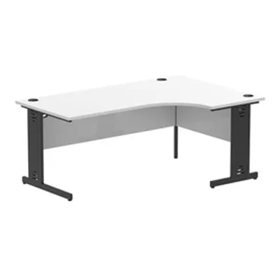 Impulse 1800 RH Crescent Desk White Top Black Cable Managed Leg