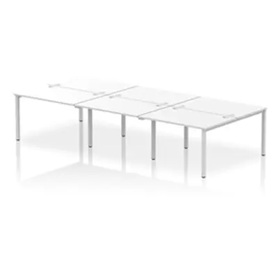 Impulse Bench B2B 6 Person 1200 Silver Frame Office Bench Desk White