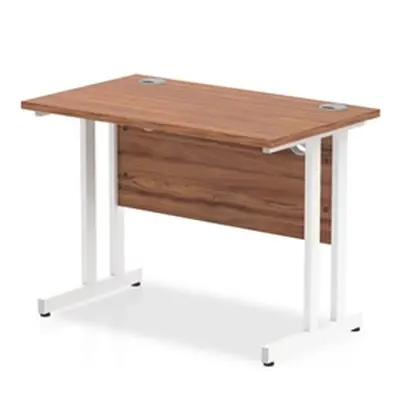 Impulse 1000/600 Rectangle White Cantilever Leg Desk Walnut - MI001914