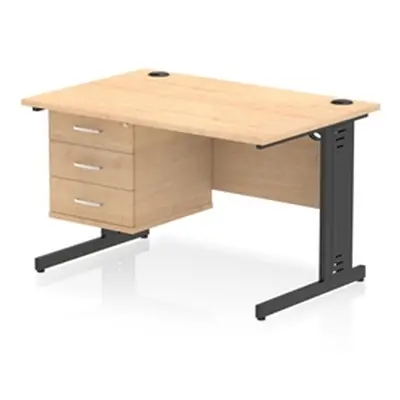 Impulse 1200x800 Desk Maple/Black Cable Managed Leg 3 Dr Fixed Ped