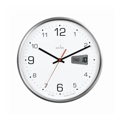 Acctim Kalendar Wall Clock with Digital Date 270mm Silver Frame