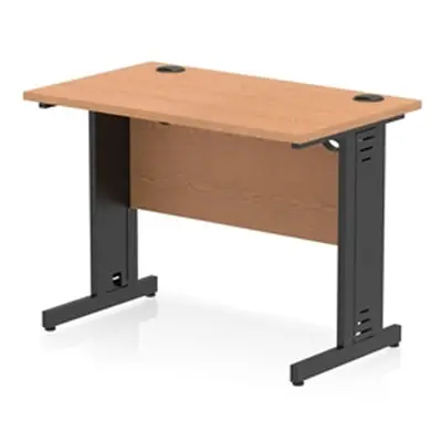 Impulse 1000x600mm Straight Desk Oak Top Black Cable Managed Leg