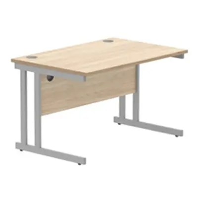 Office Rectangular Desk Steel Double Cantilever 1200X800 Oak/Silver