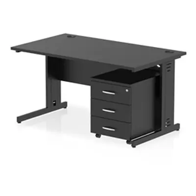 Impulse 1400x800 Desk Black/Black Cable Managed Leg 3 Dr Mobile Ped