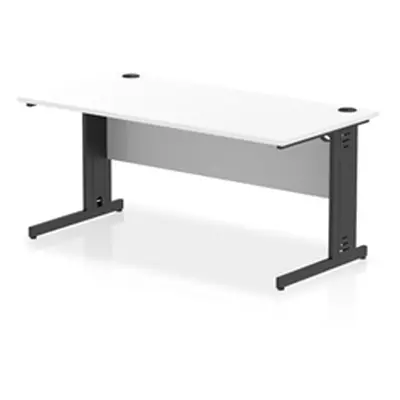 Impulse 1600x800mm Straight Desk White Top Black Cable Managed Leg