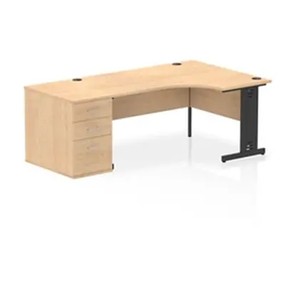 Impulse 1600 RH Crescent Desk Maple/Black Cable Managed Leg 800 DH Ped