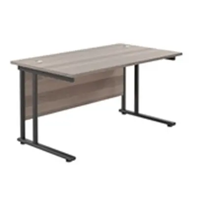 1400x800 Twin Upright Rectangular Desk Grey Oak-Black