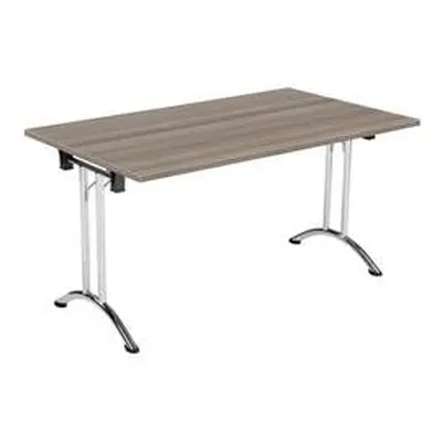 Allegro Folding Table 1400x700 Chrome/Grey Oak top Ref OUFT1470CRGO