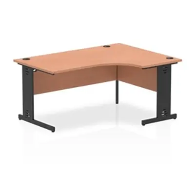 Impulse 1600 RH Crescent Desk Beech Top Black Cable Managed Leg