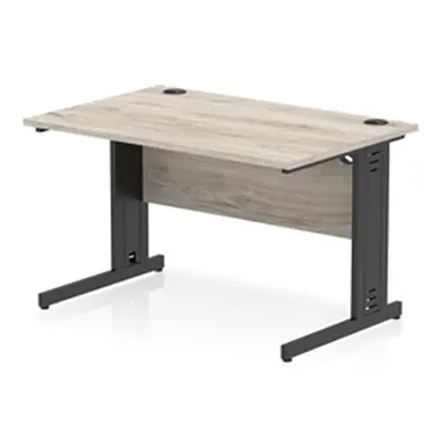 Impulse 1200x800mm Straight Desk Grey Oak Top Black Cable Managed Leg