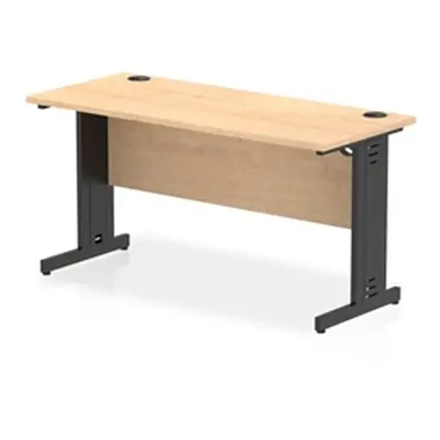 Impulse 1400x600mm Straight Desk Maple Top Black Cable Managed Leg