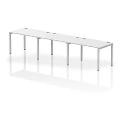 Impulse Bench Single Row 3 Person 1200 Silver Frame Bench Desk White