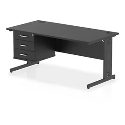 Impulse 1600x800 Desk Black/Black Cable Managed Leg 3 Dr Fixed Ped