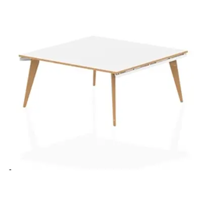 Oslo 1600mm Square Boardroom Table White Top Wood Edge White Frame