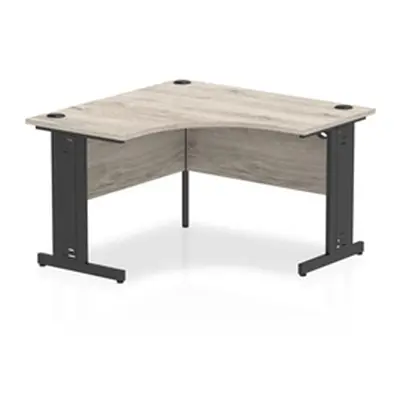 Impulse 1200mm Corner Office Desk Grey Oak Top Black Cable Managed Leg