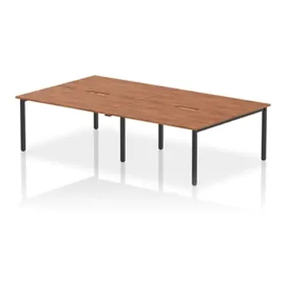 Evolve Plus 1400mm B2B 4 Person Bench Desk Walnut Top Black Frame