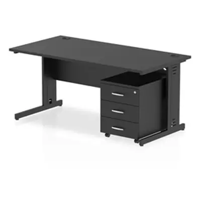 Impulse 1600x800 Desk Black/Black Cable Managed 3 Drawer Mobile Ped