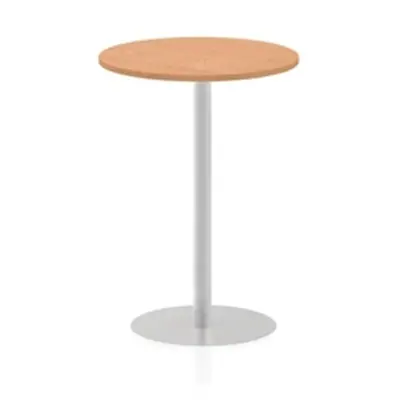 Italia 800mm Poseur Round Table Oak Top 1145mm High Leg