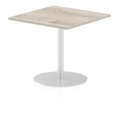 Italia 800mm Poseur Square Table Grey Oak Top 725mm High Leg