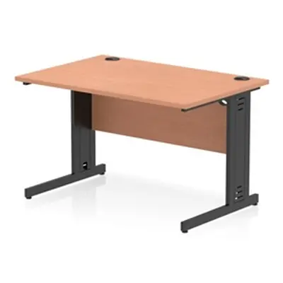 Impulse 1200x800mm Straight Desk Beech Top Black Cable Managed Leg