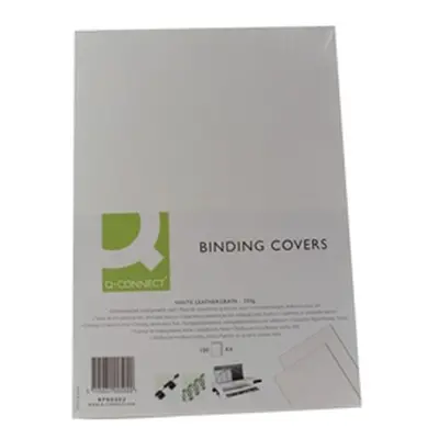 Q-Connect A4 White Leathergrain Comb Binder Cover Pk 100- KF00502