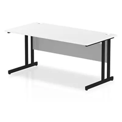 Impulse 1600 x 800mm Straight Desk White Top Black Cantilever Leg