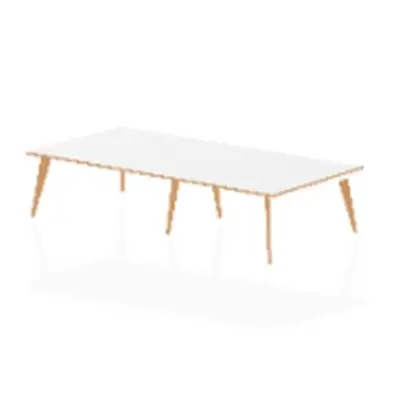 Oslo 3200mm Boardroom Table White Top Wood Edge White Frame