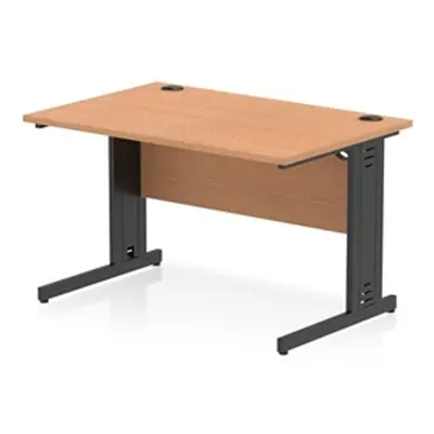 Impulse 1200x800mm Straight Desk Oak Top Black Cable Managed Leg