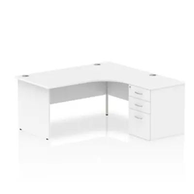 Impulse 1600 Right Hand Panel End Workstation 600 Pedestal White