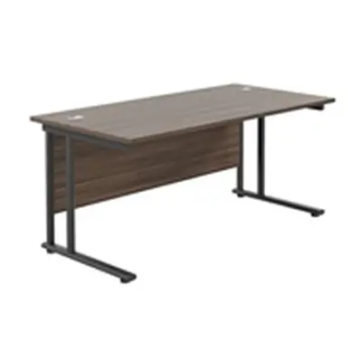 1600x800 Twin Upright Rectangular Desk Dark Walnut-Black