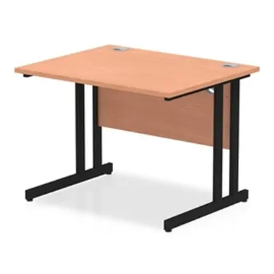 Impulse 1000 x 800mm Straight Desk Beech Top Black Cantilever Leg