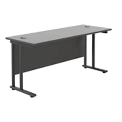 1600x600 Twin Upright Rectangular Desk Black-Black