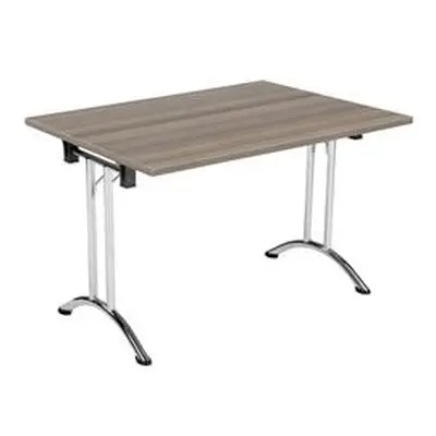 Allegro Folding Table 1200x800 Chrome/Grey Oak top Ref OUFT1280CRGO