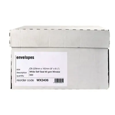 C5 Window Envelope 90gsm Self Seal White Boxed (500 Pack)