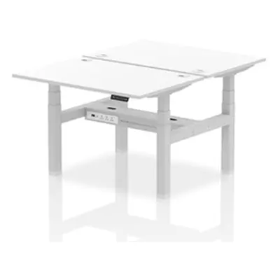 Air B2B 1200x800mm Height Adjustable 2P Bench Desk CP White/Silver