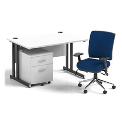 Impulse 1200 Desk Cantilever White/Black 2 Dr Mobile Ped Blue Chair