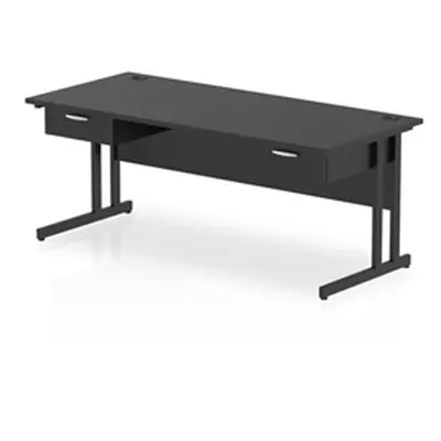 Impulse 1800x800 Desk Black/Black Cantilever Leg 2x1 Drawer Fixed Ped