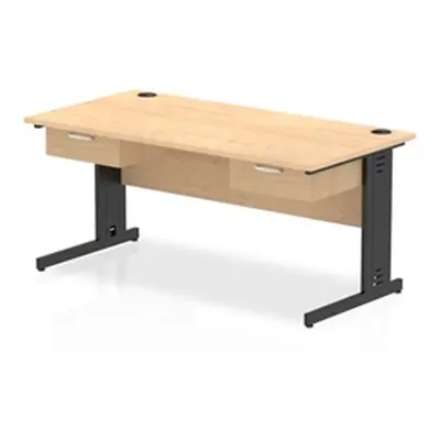 Impulse 1600x800 Desk Maple/Black Cable Managed 2x1 Drawer Fixed Ped