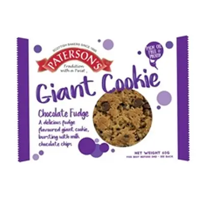 Patersons Giant Cookie Chocolate Fudge 60g (Pack of 18) F5319