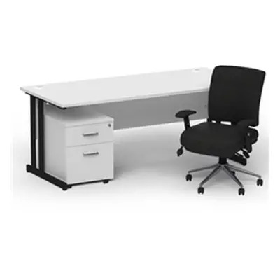 Impulse 1800 Black Cant Desk White + 2 Dr Mobile Ped & Chiro Black