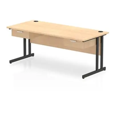 Impulse 1800x800 Desk Maple/Black Cantilever Leg 2x1 Drawer Fixed Ped