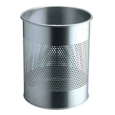 Durable Perforated Waste Bin 15L Silver