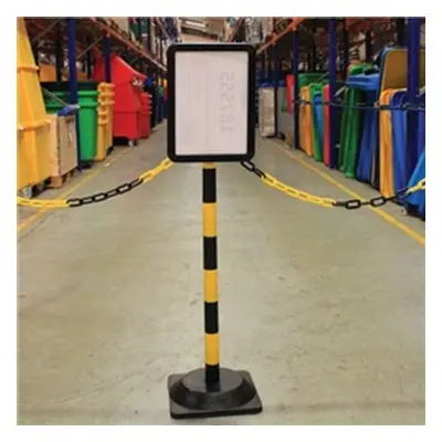 Post and A4 Sign Holder Plastic Yellow/Black 426953