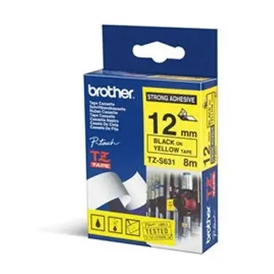 Brother P-Touch TZe Laminated Tape 12mm x 8m Black On Yellow TZES631