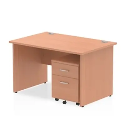 Impulse 1200x800mm Desk Beech Top Panel End Leg and Mobile Ped