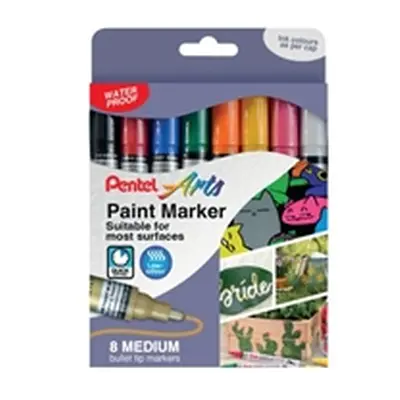 Pentel Paint Marker Medium Bullet Tip Assorted (Pack of 8) YMMP10/8-M