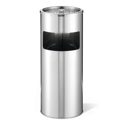 Durable Round Ashtray Bin 17L Silver