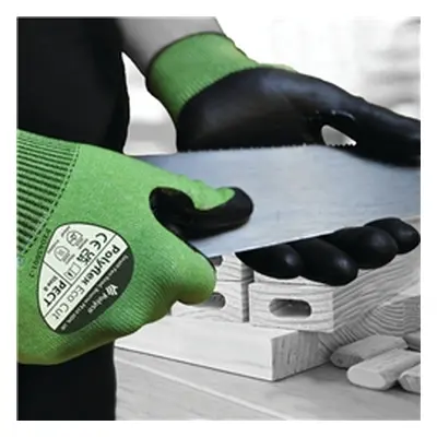 Eco Cut Nitrile Coated Hydrophobic Gloves Size 9 Green/Black (Pack 10)