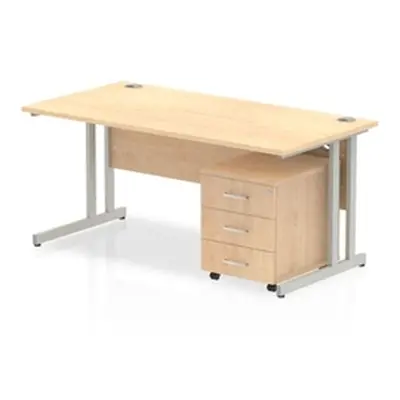 Impulse 1600 Straight Cantilever Workstation with Three drawer mobile