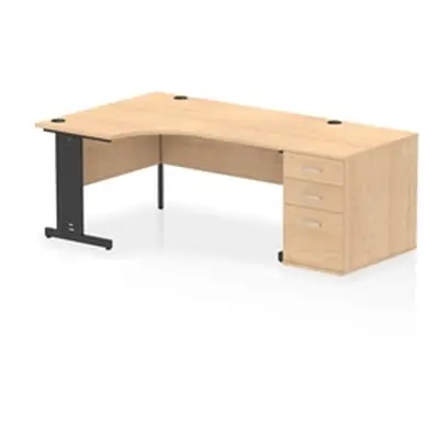 Impulse 1600 LH Crescent Desk Maple Top Black Cable Managed 800 DH Ped